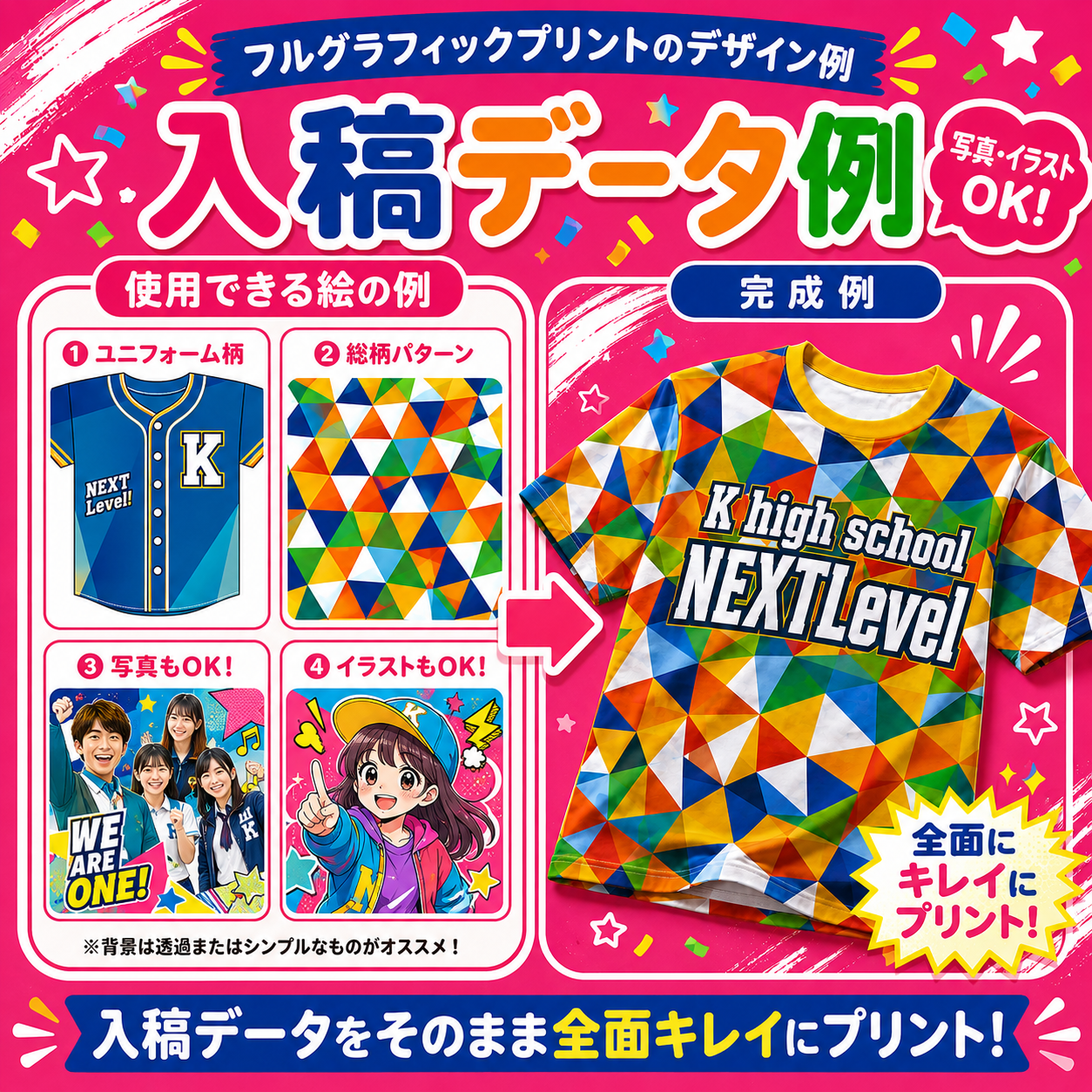 フルグラフィックTシャツの完成イメージ